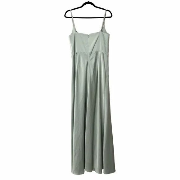 BIRDY GREY Satin Side Slit Maxi Gown Bridesmaid Mint Green Dress Sz XXL - Picture 4 of 6